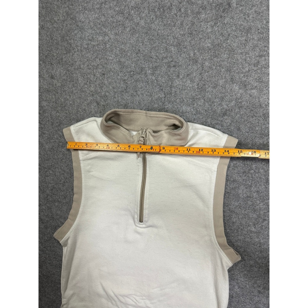 Free People Movement Half Zip Tank Large White Tan Cropped Sleeveless Top - Picture 7 of 8